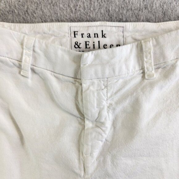 Frank Eileen Pants Womens 2 White Kinsale Cropped Ankle Linen Blend Stretch - Picture 3 of 15